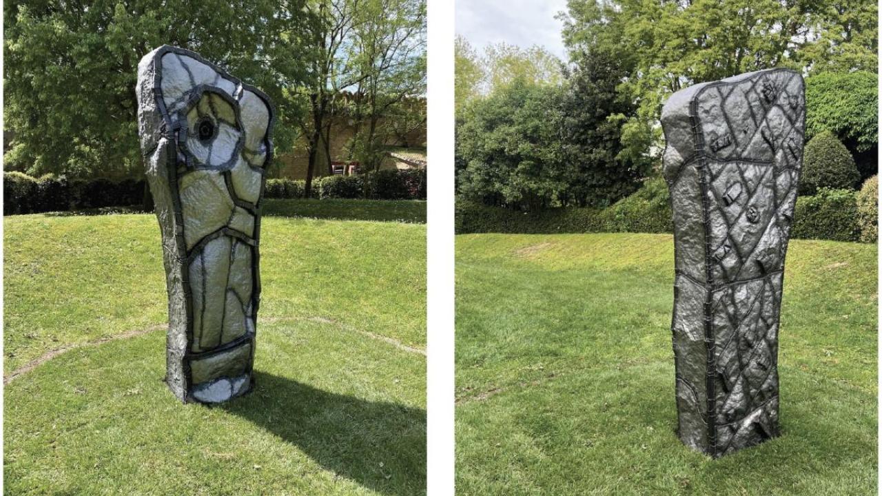 Beatriz Cortez, Stela XX (Absence), 2024, steel sculpture, shown at the Venice Biennale's Foreigners Everywhere exhibition